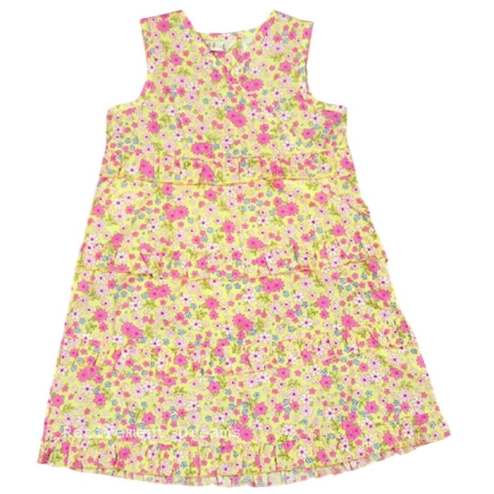 George 24M Girls sundress bloomers set flower yellow tiered ruffles dress NEW